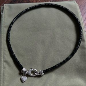 Judith Ripka 925 Braided Cord Heart Charm Necklace